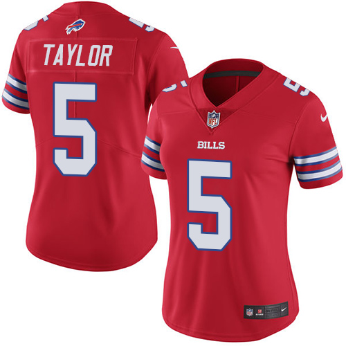 Women's Elite Tyrod Taylor Nike Jersey Red - #5 Rush NFL Buffalo Bills